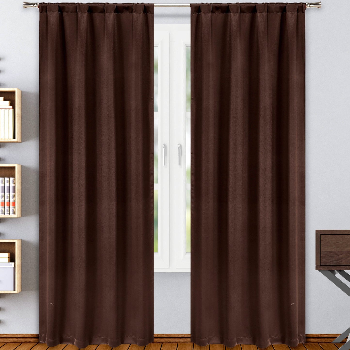 2-Pack: Solid Blackout Pole Top Window Curtain Panel