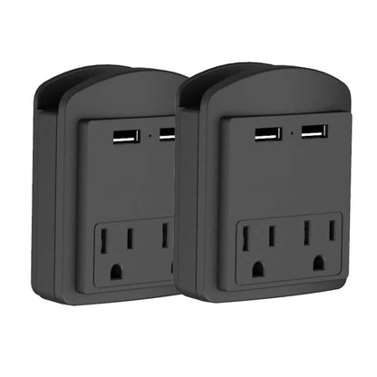 2-Pack: Surge Protector 2 Wall Outlets and 2 USB Ports
