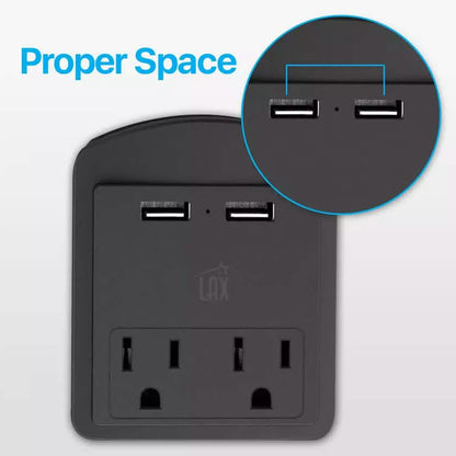 2-Pack: Surge Protector 2 Wall Outlets and 2 USB Ports