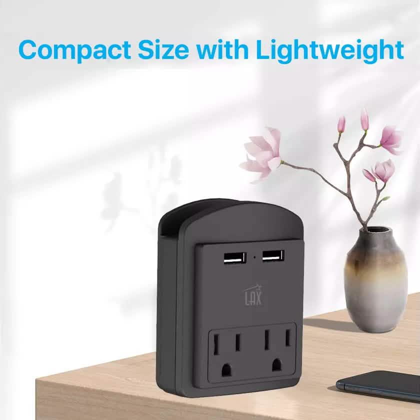 2-Pack: Surge Protector 2 Wall Outlets and 2 USB Ports