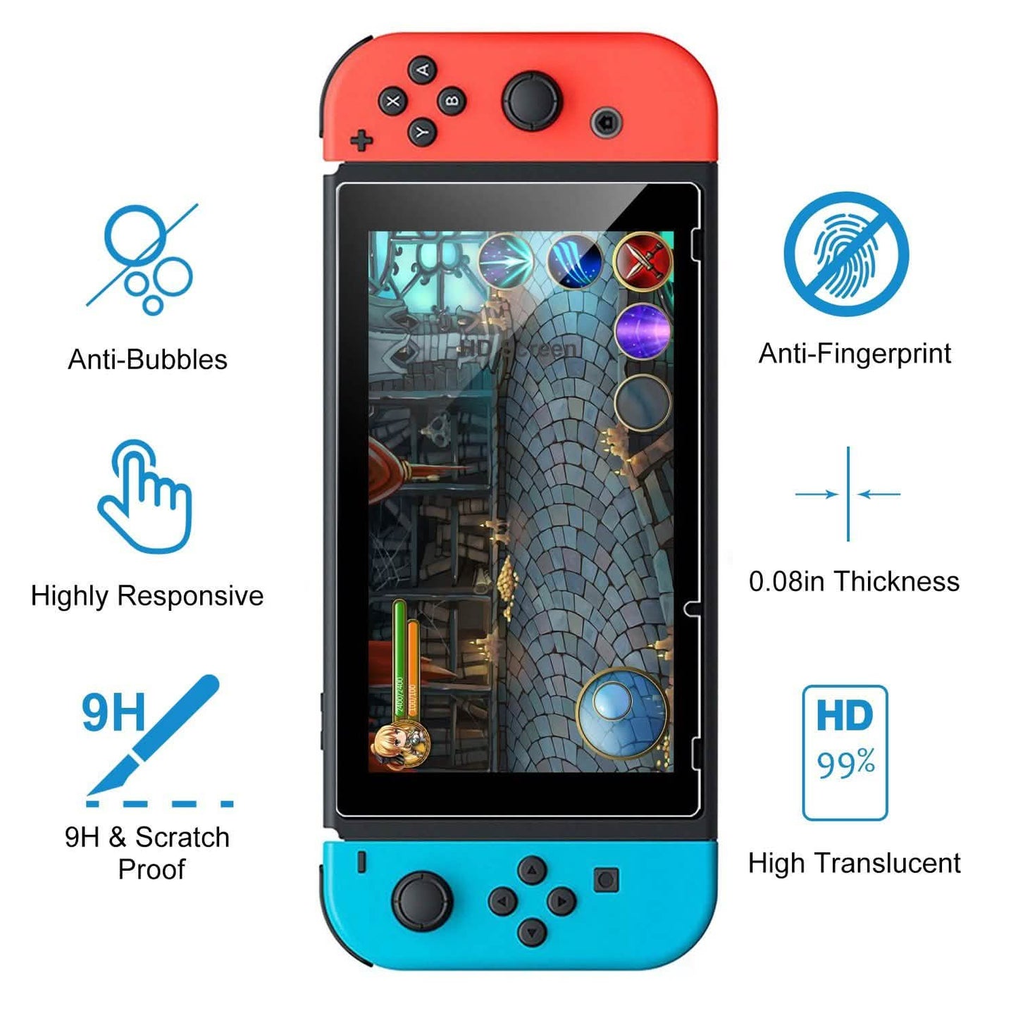 2-Pack: Tempered Glass Screen Protector for Nintendo Switch