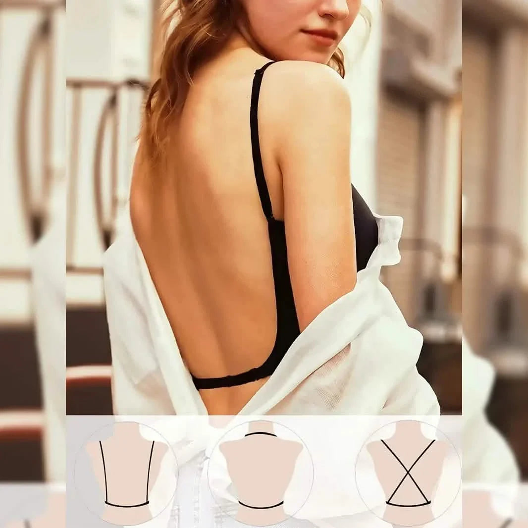 2-Pack: U-Backless Sports Bra Crop Top With Adjustable Straps