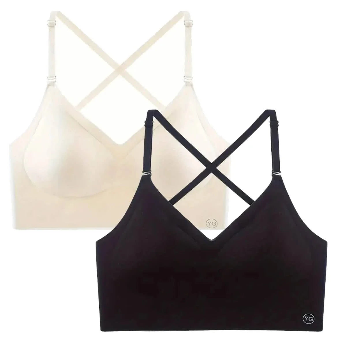 2-Pack: U-Backless Sports Bra Crop Top With Adjustable Straps