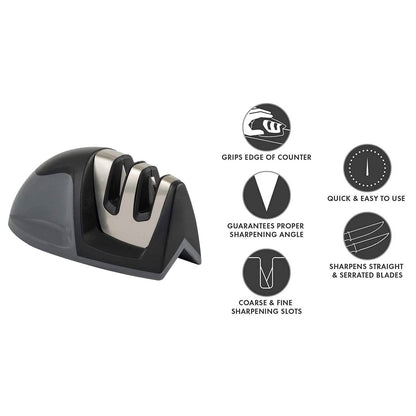 2-Pack: Ultra Sharp Knife Sharpener and Stainless Steel Vegetable and Meat Slicer Holder
