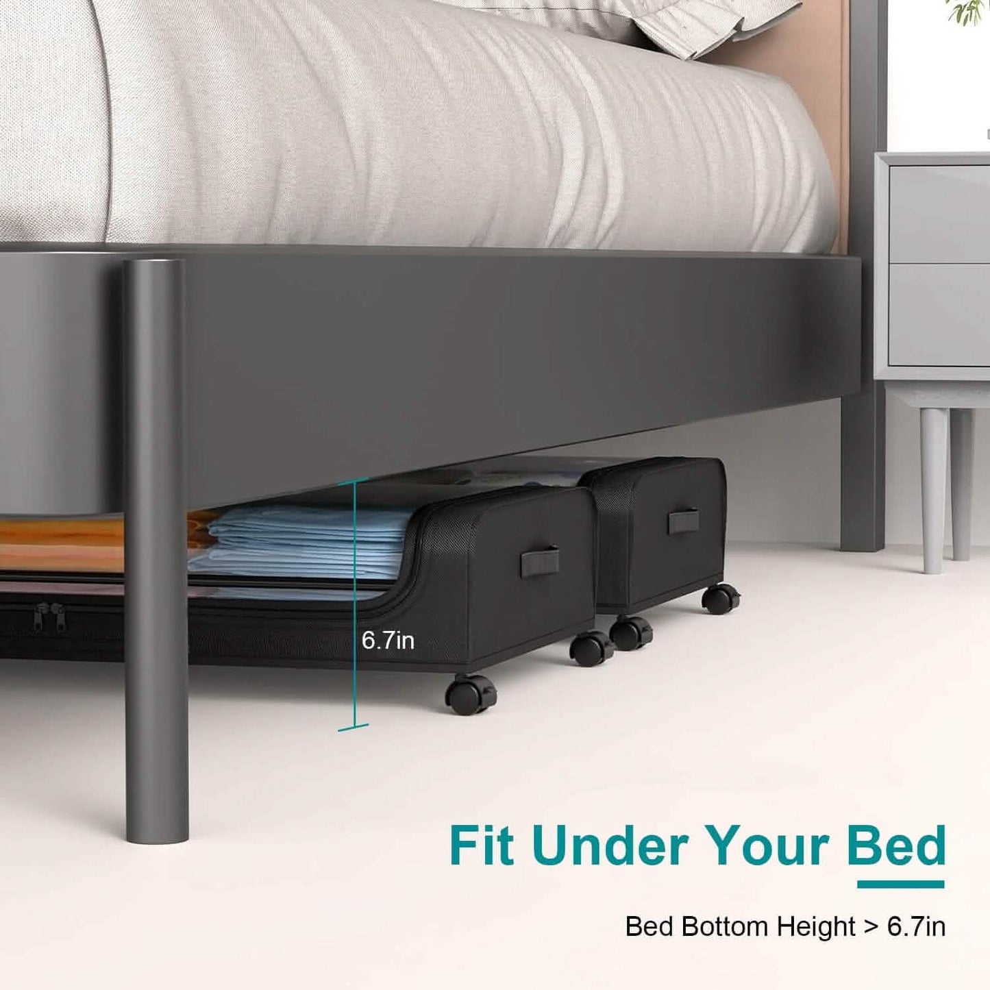 Under-Bed Storage Drawer with Wheels Multipurpose with Clear Window & Label