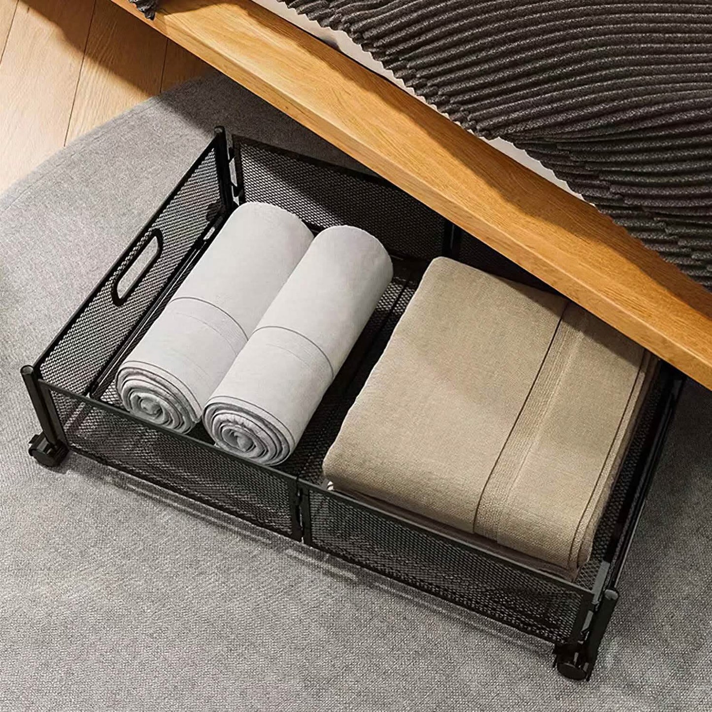 2-Pack: Under Bed Storage Container Foldable Rolling Storage Bin