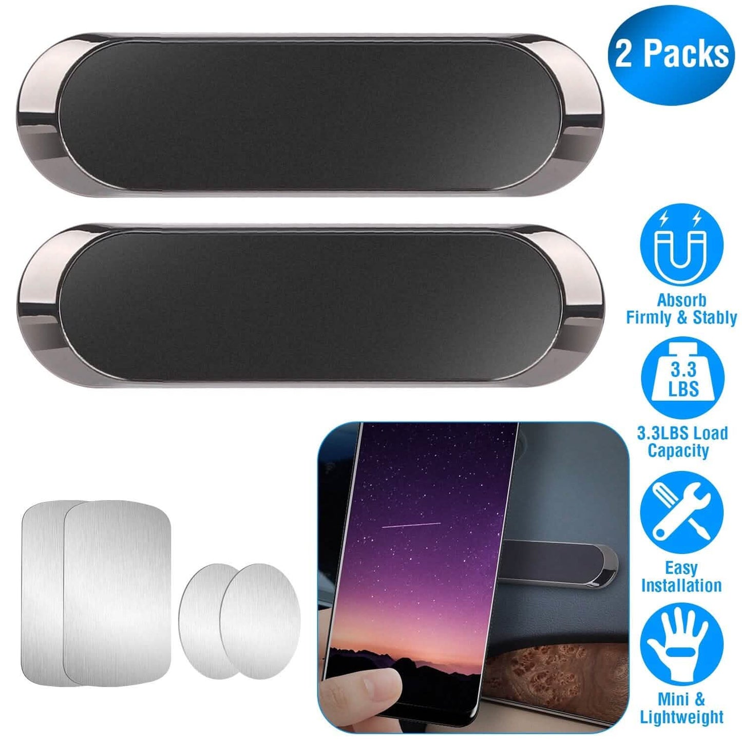 2-Pack: Universal Magnetic Car Mounts