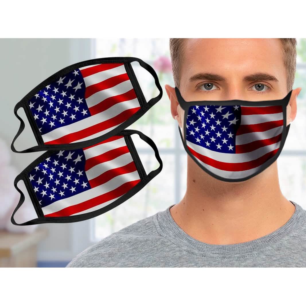 2-Pack: USA American Flag Reusable Washable Mask
