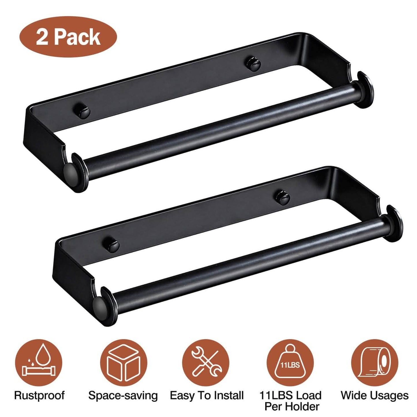 2-Pack: Wall Mounted Paper Towel Holder Under Cabinet