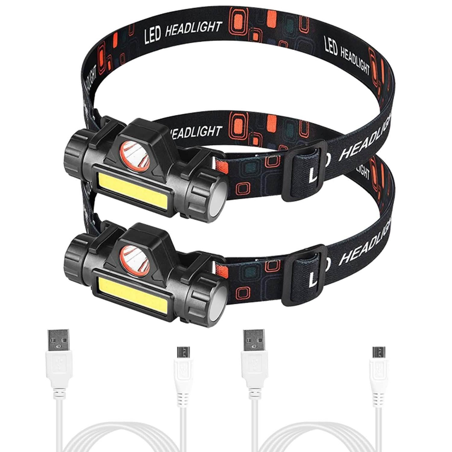 2-Pack: Waterproof Rechargeable Headlamp