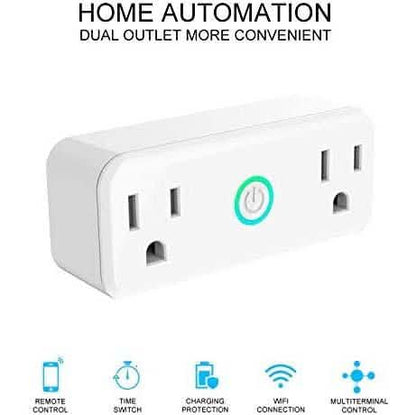 2-Pack: WIFI Smart Plug 10A Dual Smart individually Outlet