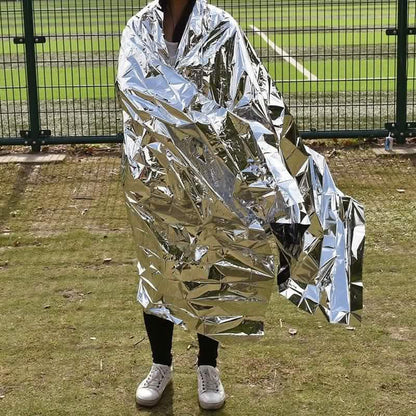 2-Pack: Windproof Aluminum Foil Emergency Blanket For Camping First Aid Blanket