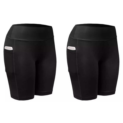 2-Pack: Women High Waist Workout Yoga Side Pocket Compression Cycling Shorts