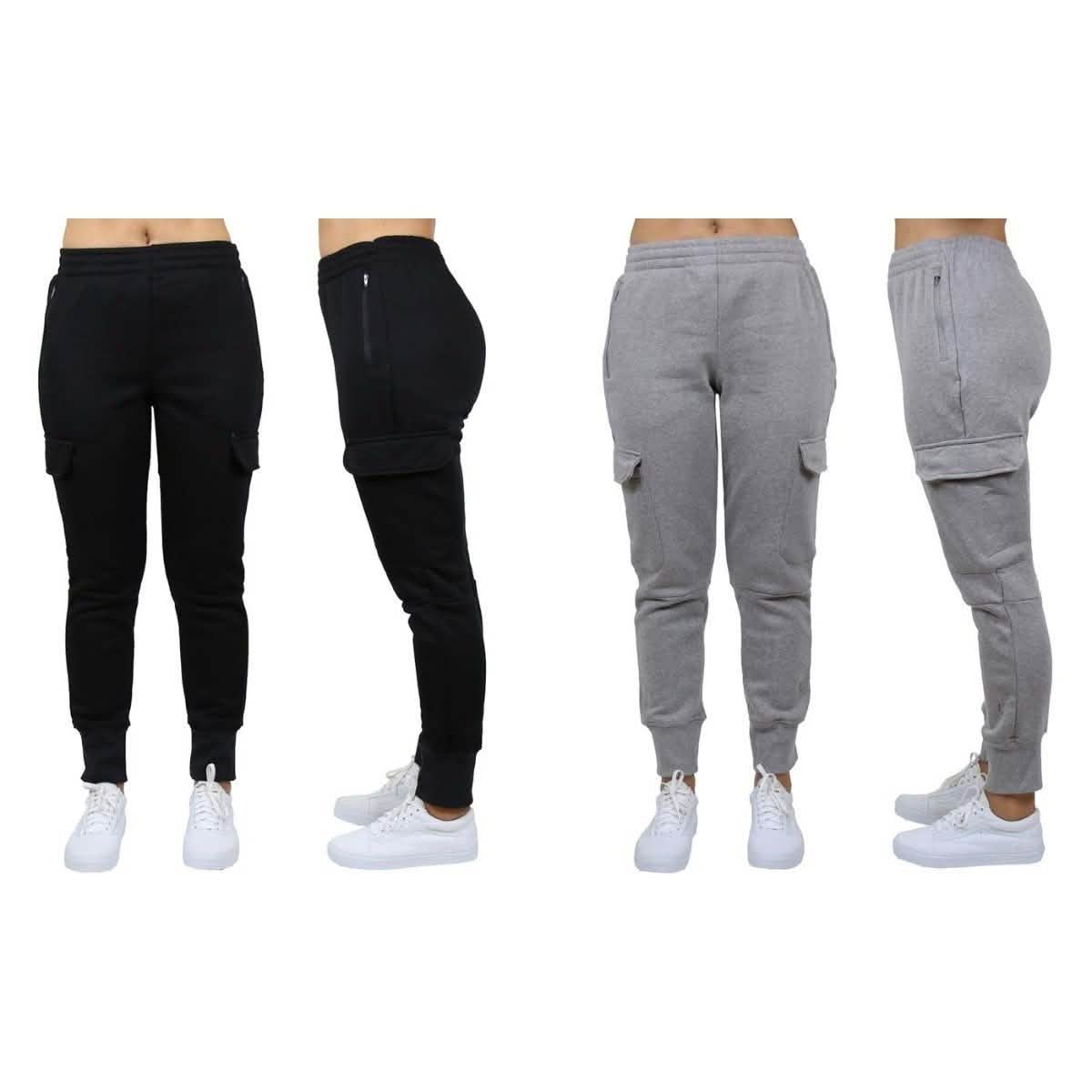 2-Pack: Women's Fleece-Lined Loose-Fit Cargo Joggers