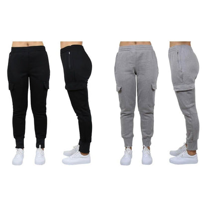 2-Pack: Women's Fleece-Lined Loose-Fit Cargo Joggers