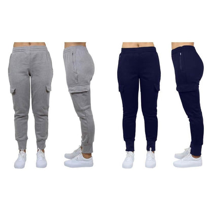 2-Pack: Women's Fleece-Lined Loose-Fit Cargo Joggers
