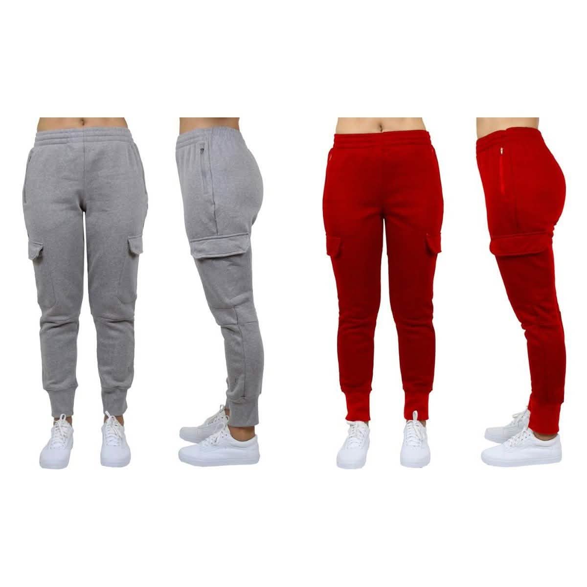 2-Pack: Women's Fleece-Lined Loose-Fit Cargo Joggers