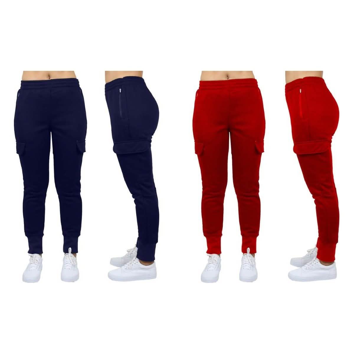 2-Pack: Women's Fleece-Lined Loose-Fit Cargo Joggers