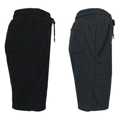 2-Pack: Women's French Terry Zipper Pockets Jogger Sweat Lounge Shorts