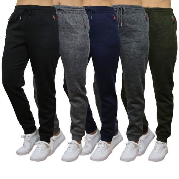 2-Pack Women's Loose-Fit Marled Fleece Jogger Sweatpants With Zipper Pockets