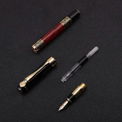 2-Pack: Wood Grain Classical Fountain Pen Ballpoint Pen