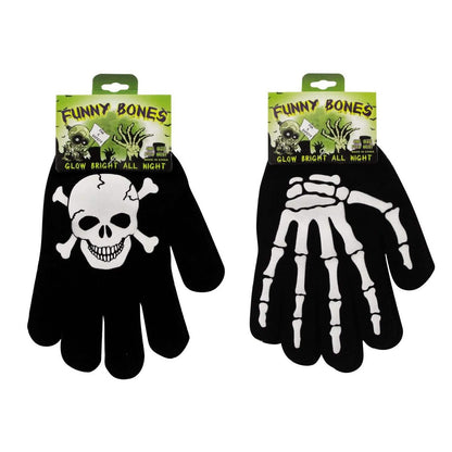 2-Pair: Funny Bones Glow In The Dark Gloves