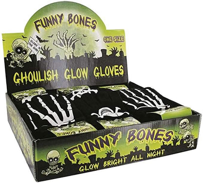 2-Pair: Funny Bones Glow In The Dark Gloves