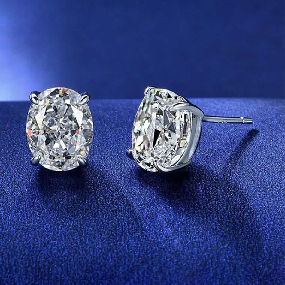 2-Pairs: 2.00CTTW CZ Oval Set Earrings