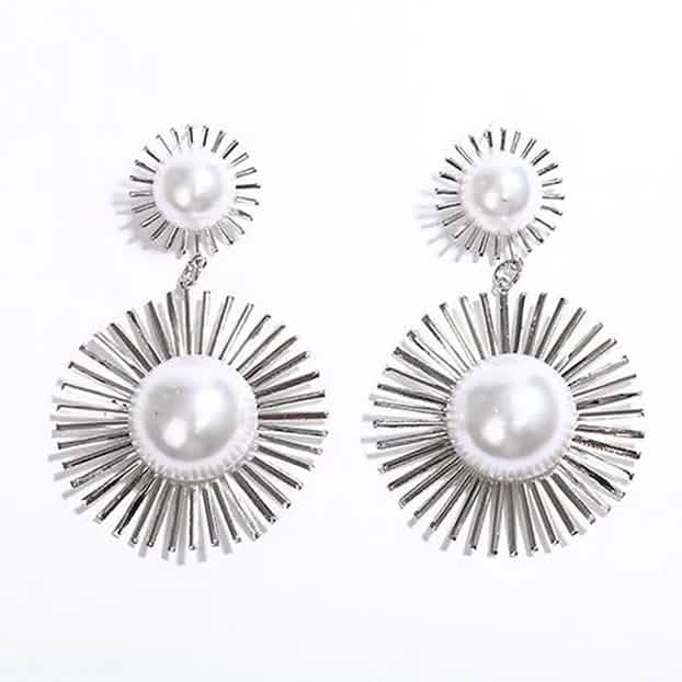 2-Pairs: Women's Imitation Pearl Alloy Earrings