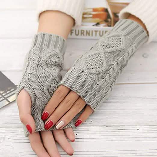 2-Pairs: Women's Winter Warm Knit Fingerless Gloves