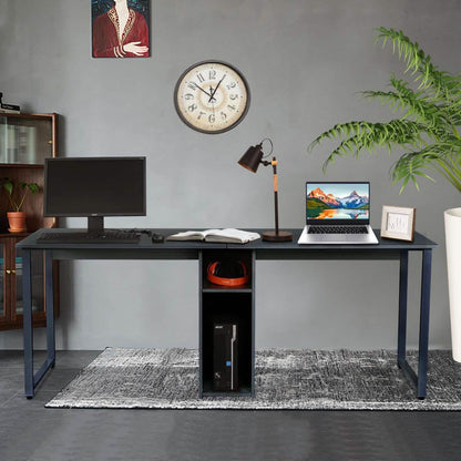 2-Person Metal Desk with Open Shelves