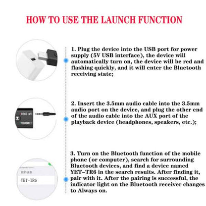2-Piece: 2-in-1 USB Wireless Bluetooth Adapter 5.0 Transmitter