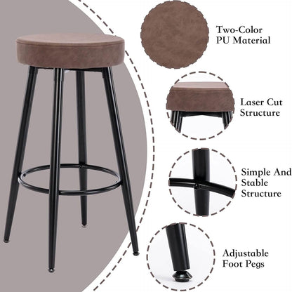 2-Piece: 28'' Metal Bar Stools Set