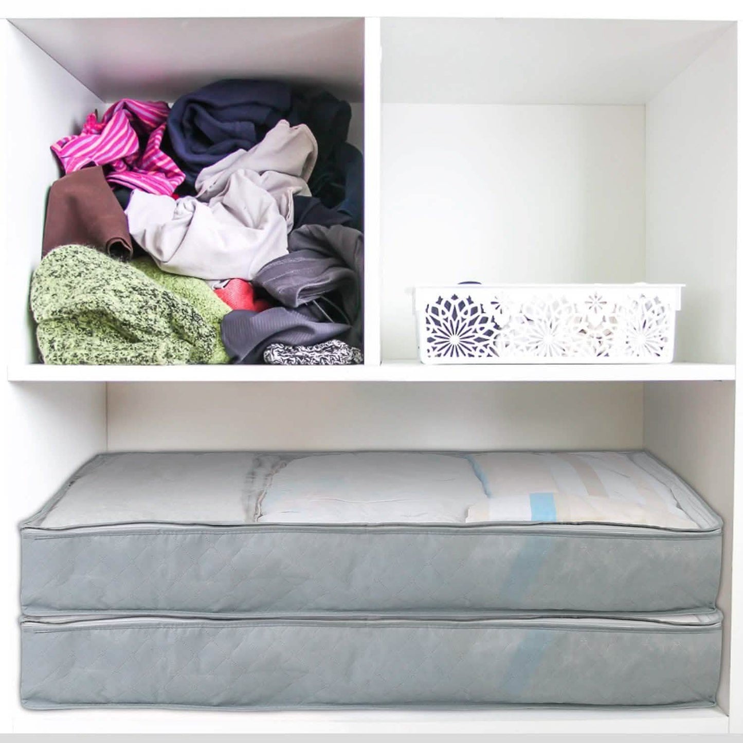 2-Piece: 70L Foldable Underbed Clothes Moisture Proof Zipped Organizer