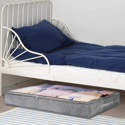 2-Piece: 70L Foldable Underbed Clothes Moisture Proof Zipped Organizer