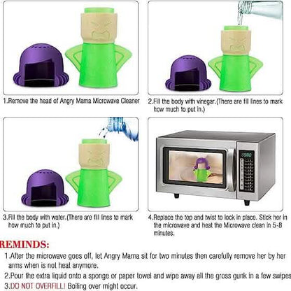 2-Piece: Angry Mama Microwave Steam Cleaner