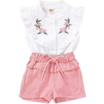 2-Piece: Baby Girls Outfits Clothes T-Shirt Vest Tops + Shorts Pants