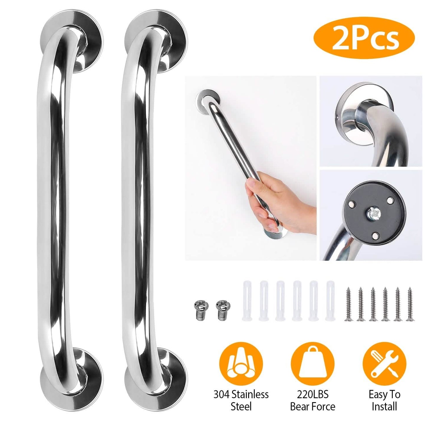 2-Piece: Bath Grab Bar