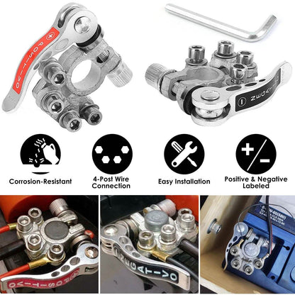 2-Piece: Battery Terminal Connector Quick Release Disconnect Car Battery