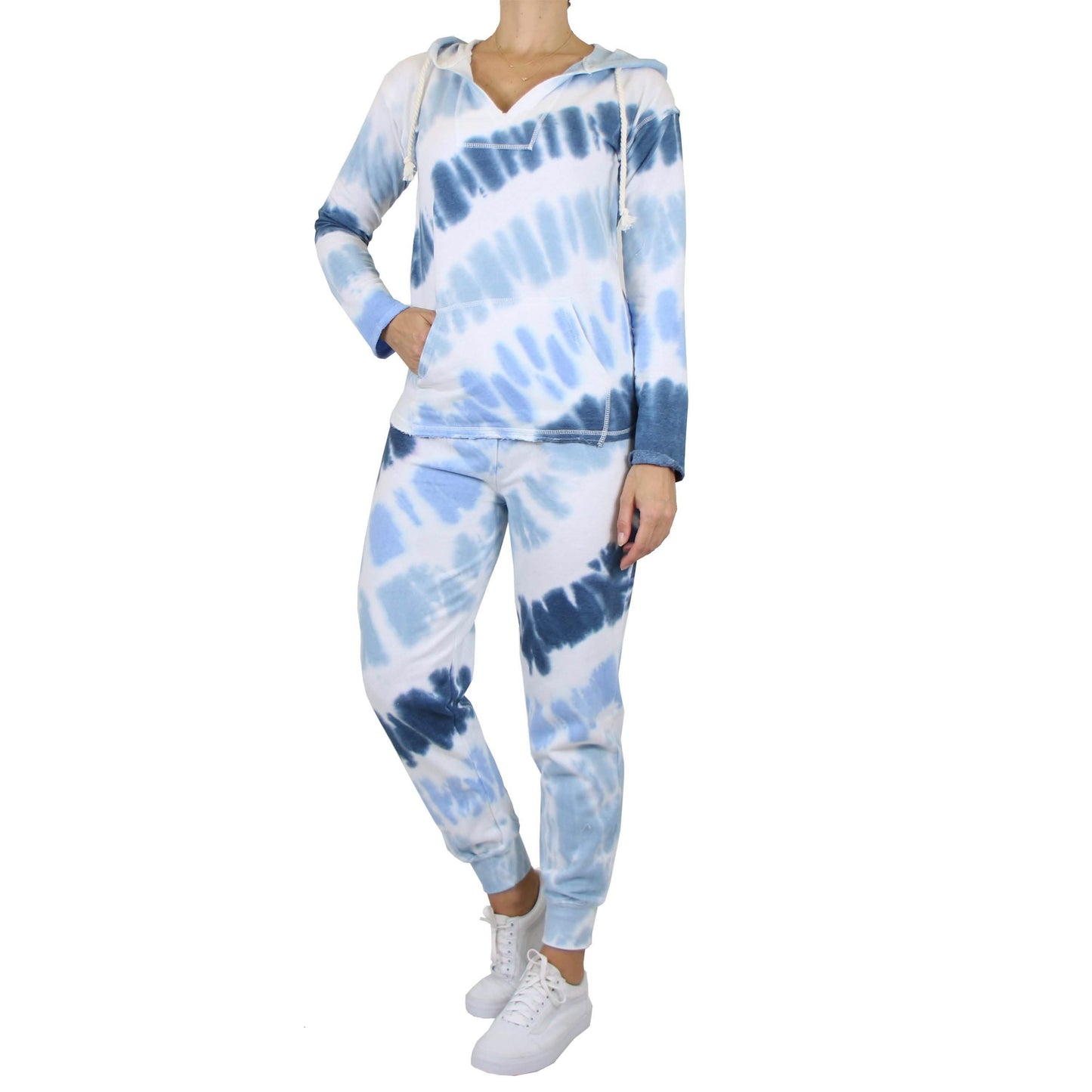2-Piece Burnout Fleece Hoodie And Jogger Tie-Dye Set