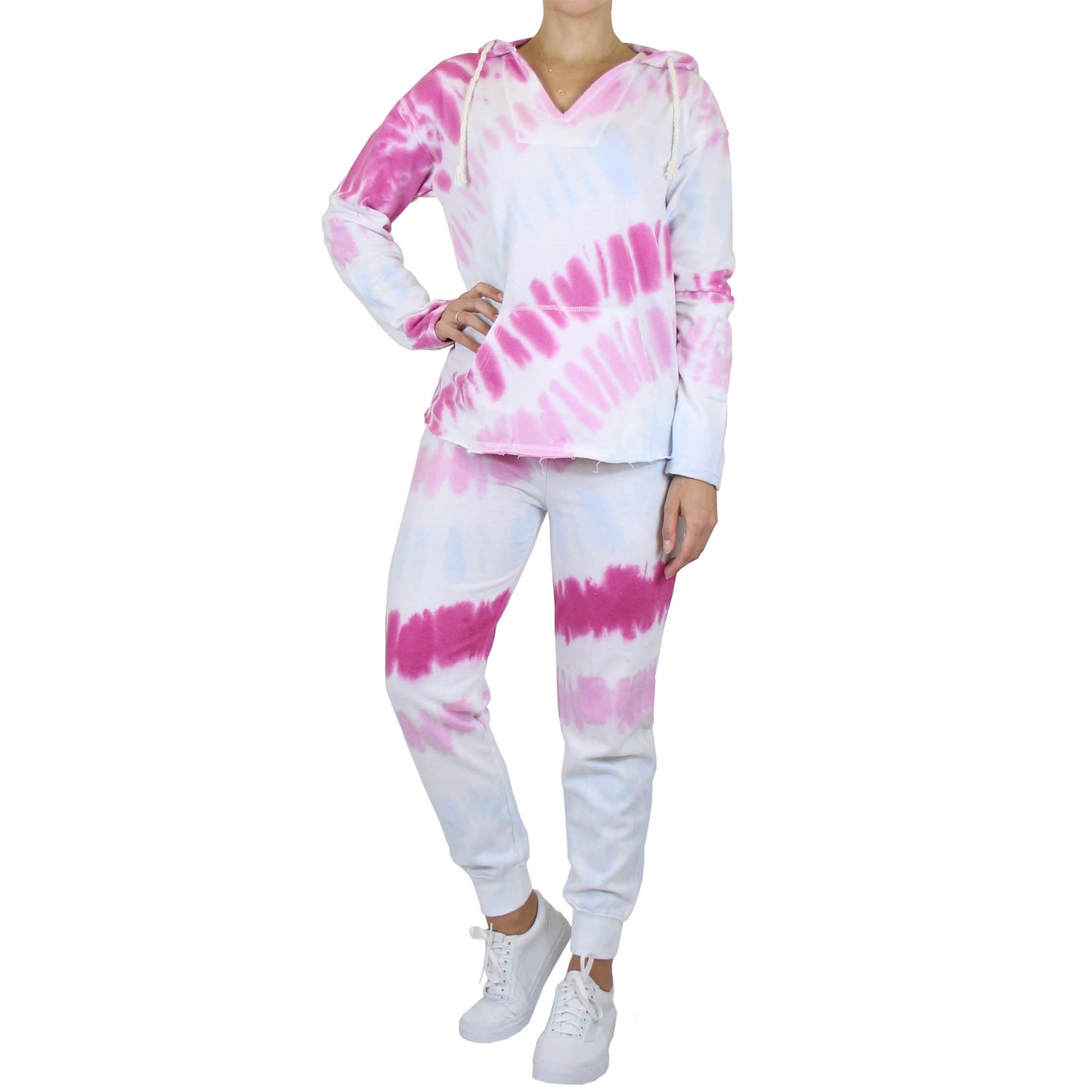 2-Piece Burnout Fleece Hoodie And Jogger Tie-Dye Set