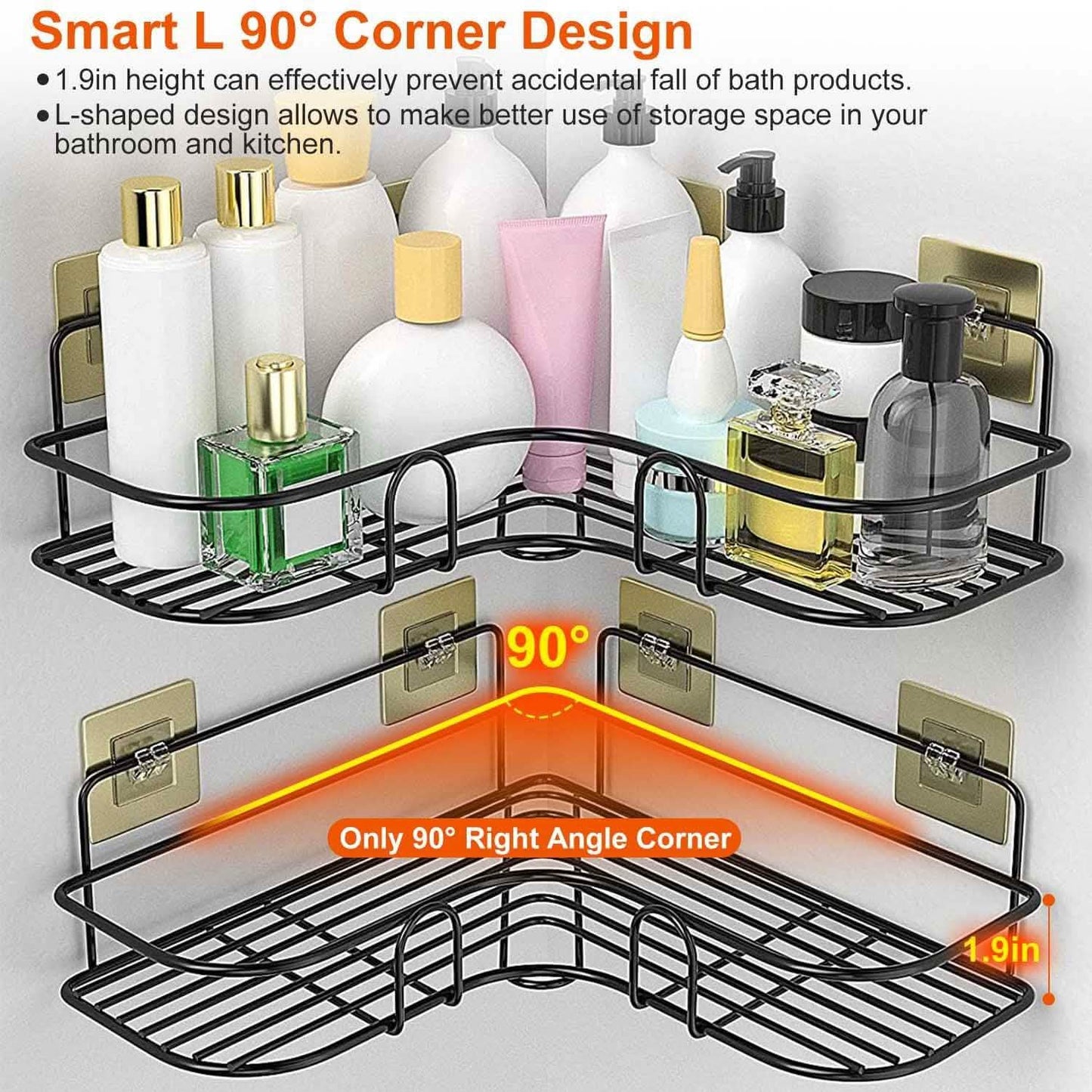2-Piece: Corner Shower Caddy Shelves