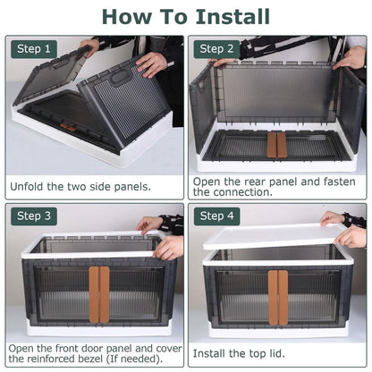 2-Piece: Foldable Stackable Storage Bins with Lid