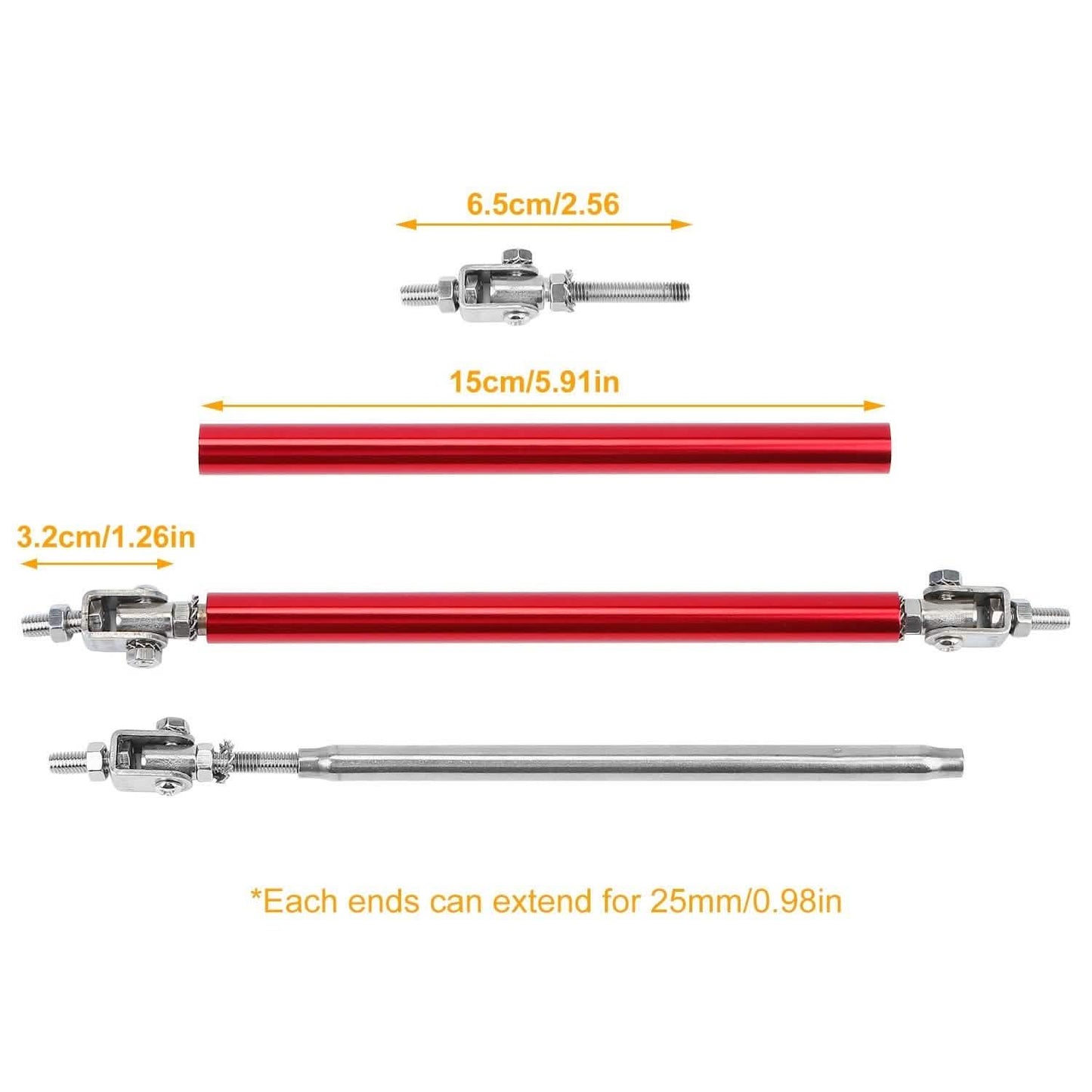 2-Piece: Front Bumper Lip Splitter Rod