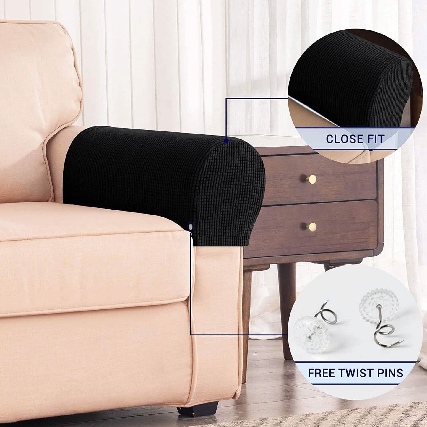 2-Piece: Jacquard Sofa Armrest Slipcover