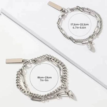 2-Piece: Lovers' Titanium Steel Love Magnet Bracelet