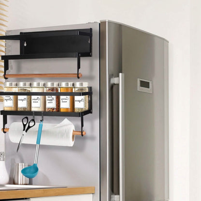 2-Piece: Magnetic Spice Racks for Refrigerator with Paper Towel Holder