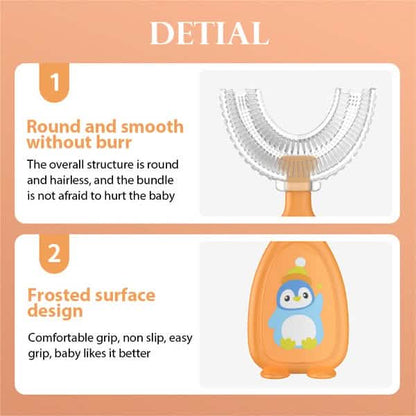 2-Piece: Manual Children's U-Shaped Toothbrush