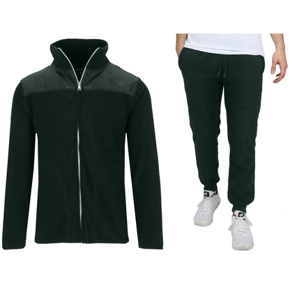 2-Piece: Men's Polar Fleece Sweater Jacket & Jogger Sweatpants Set