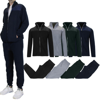 2-Piece: Men's Polar Fleece Sweater Jacket & Jogger Sweatpants Set